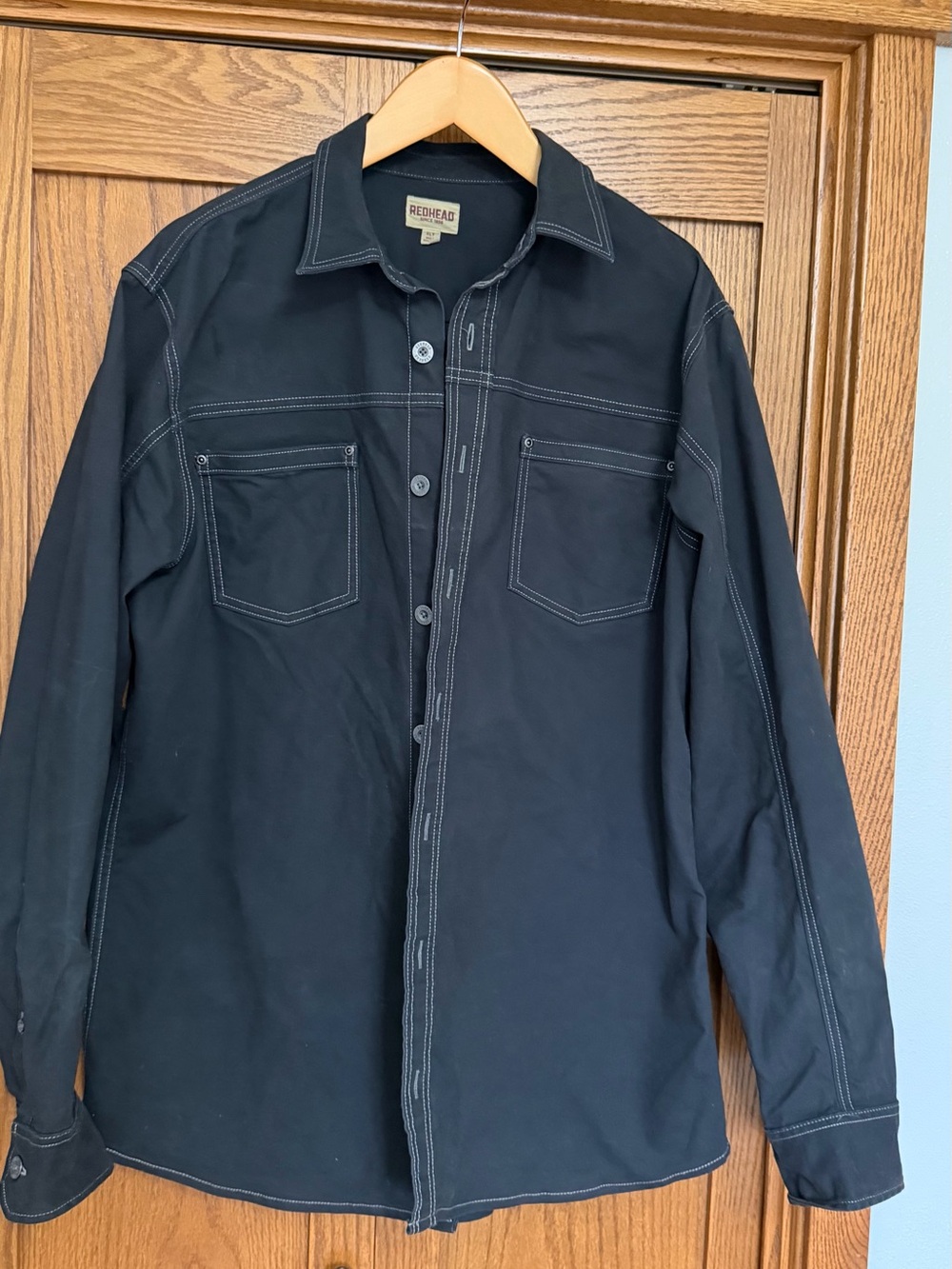 RedHead Black Long-Sleeve Shirt Jacket with Contrast Stitching